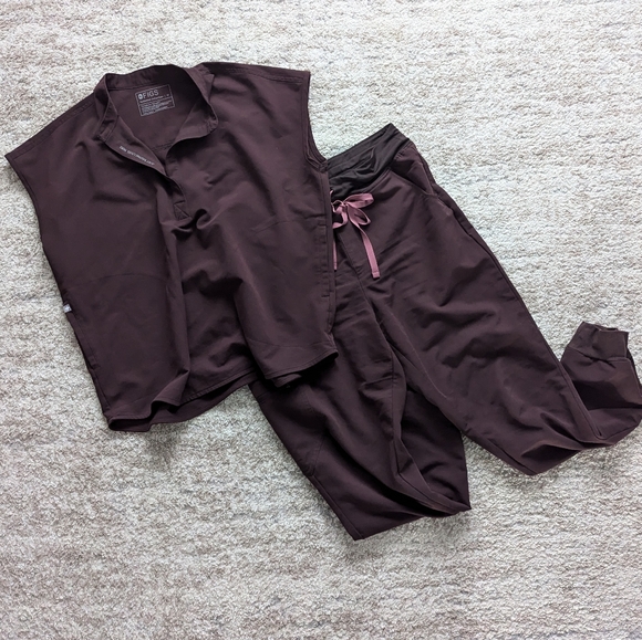 Figs set Zamora high waisted pants Rafaela top espresso medium - Picture 3 of 13